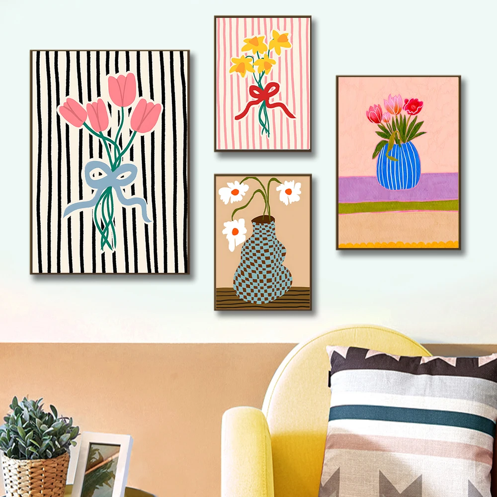 Florist Supply Vases - Vintage Botanical Poster Stripes Flower Vase