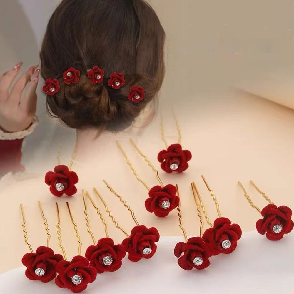 10Pcs Rose Hair Accessories We - Flower Supply ulasan dan harga