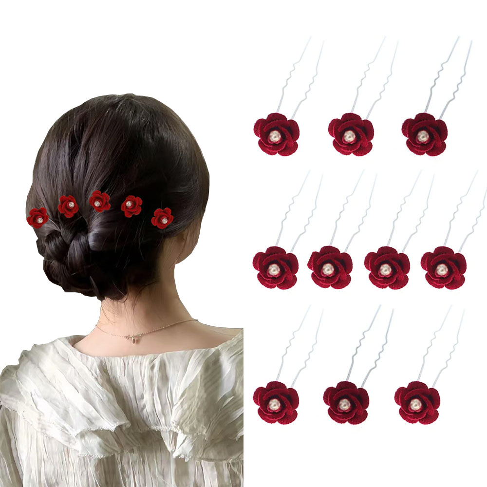 10Pcs Rose Hair Accessories We - Flower Supply ulasan dan harga